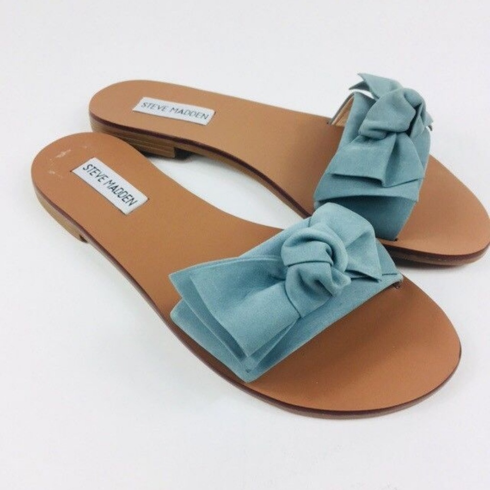Steve Madden Womens 7 M Knotss Blue Suede Sandals - Picture 4 of 7